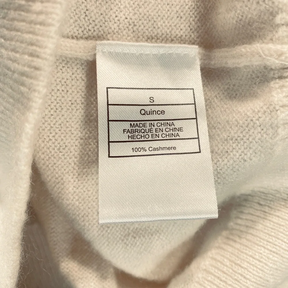 Quince 100% Cashmere V Neck Sweater Cream Size S see photos - Picture 4 of 7